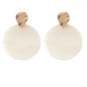 2/$15 - Seashell Statement Drop Earrings Cream Gold Coastal Boho Chic
